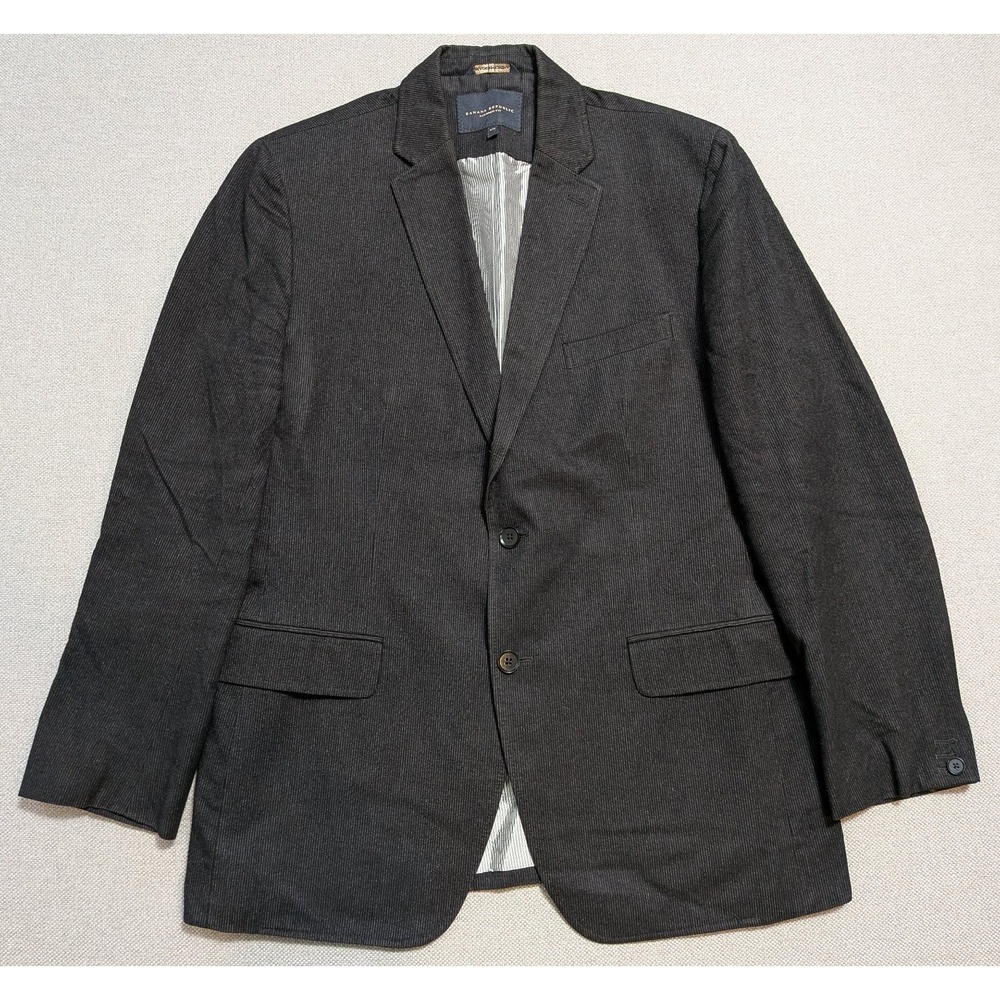 Banana Republic Tailored Fit Mens Blazer Charcoal 42R Italian Fabric Microdot